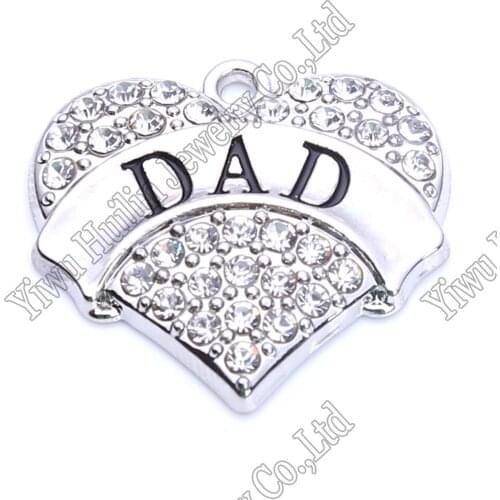 Famliy DAD Vintage Rhinestone Heart Retro Pendant of Wedding & Engagement