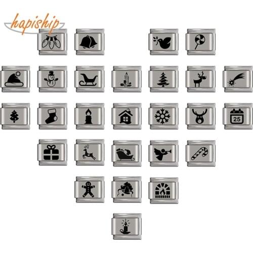 Hapiship 2020 Original Daisy Happy Merry Christmas Charm Links Fit 9mm Bracelet Stainless Steel Jewelry DIY Making DJ238