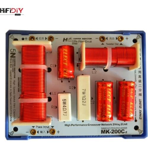 HIFIDIY LIVE MK-200C 2 Way 2 speaker tweeter + bass Unit HiFi home Speakers audio Frequency Divider Crossover Filters