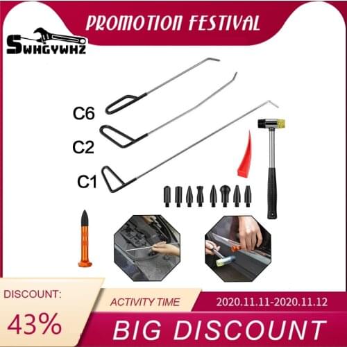 Paintless Dent Repair Rods Auto Body Dent Removal Tools 14pcs Car Body Paintless Dent Repair Dent Puller Dent Hammer Tap Down