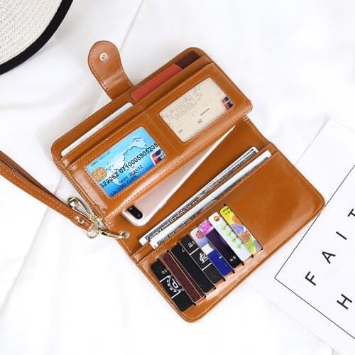 WESTERN AUSPICIOUS Women Wallet Purse Wallet Female Card Holder Long Lady Clutch Carteira Feminina PU Leather Purse for Phone
