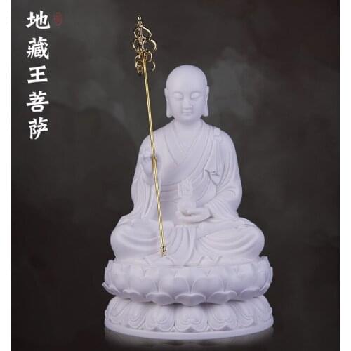 Ksitigarbha Chinese Buddha Statue White Porcelain Ceramics Home Living Room Decoration Accessories Fengshui Ornaments Gift Worsh