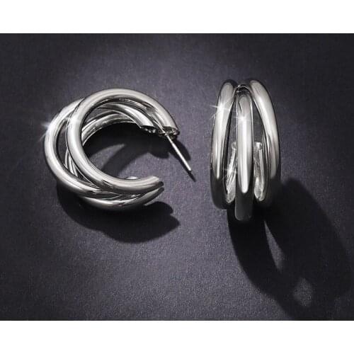 Hot Sale New European and American Fashion Metal Multi-layer Geometric Shape Earrings Female Prom Earrings