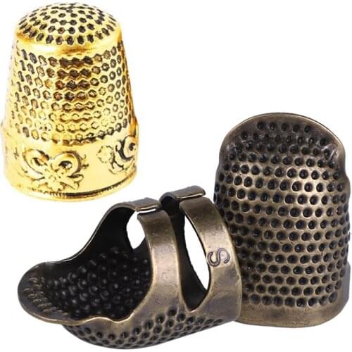 LMDZ 3Pcs Sewing Thimble Finger Protector Adjustable Fingertip Thimble Metal Shield Pin Needle Sewing Quilting Craft Accessories
