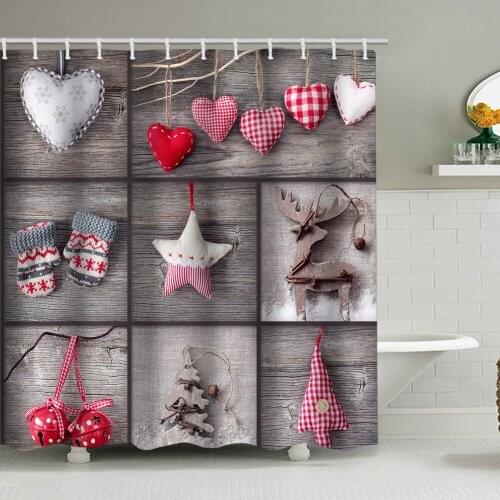 Multi-color Christmas pendant shower curtain bathroom partition curtain waterproof bathroom curtain delivery plastic hook