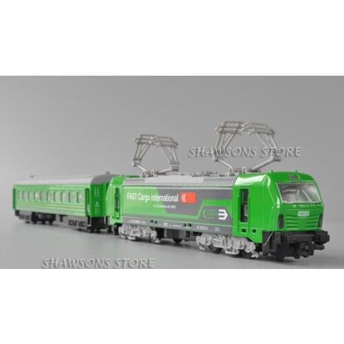 1:87 Scale Diecast Train Model 52cm Electric Locomotive & Carriage Miniature Replica Pull Back Toy With Sound & Light