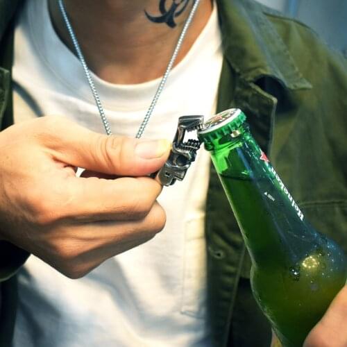 Mens Stainless Steel Skull Necklace Retro Skull Cool Convenient Corkscrew Pendant Necklace Punk Hip Hop Jewelry Party Gift New