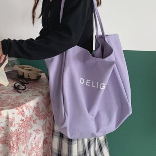 Soft Canvas Bag Large Capacity Women Shopping Bag Casual Hasp Ladies One Shoulder Tote Bags