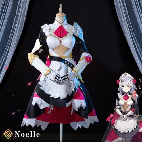 Customize Genshin Impact Noelle Cosplay Cute Costume Women Unhonored Flower Maid of The Knights Full Dress Princess Dress Up