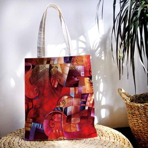 NEW Eco Friendly Handbag Women Shoulder Bag Tote Bags Canvas Bags Artistic Irregular Pattern Use Female Shopping Bag Storage Bag