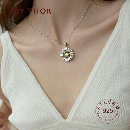 Daisy Necklace Pendant New Sale 100% 925 Sterling Silver Round Jewelry For Women & Girls Party Gift