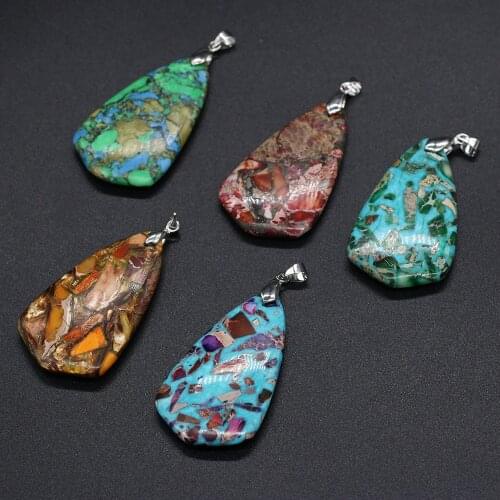 Synthetic Colorful Turquoises Pendants Drop Shape Charm Pendant For Jewelry Making DIY Necklace Accessories Size 30x50mm