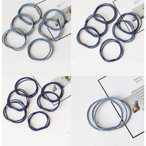 6pcs/Set Blue Style Rubber Bands Scrunchies Basic Elastic Hair Bands Ties Gum For Kids Girl Decorations Fashion Hair Accessories