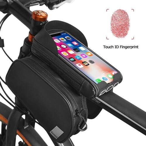 Sahoo Travel 122056 Touchscreen Bicycle Bike 6.5in Cell Mobile Phone Bag Front Frame Top Tube Cycling Pouch Double Pannier Pack