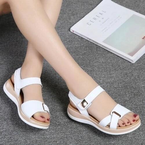 Summer shoes women sandals 2021 fashion elegant solid color beach shoes hook loop summer sandals women shoes basket femme