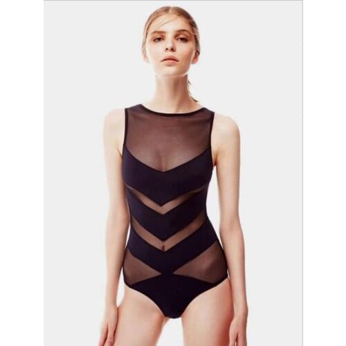 Siamese triangle sexy swimsuit, black and white solid color swimming suit, womens large yards One-piece swimsuit