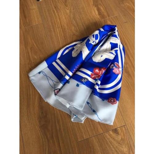 2019 new arrival spring autumn classic print 100% pure silk scarf twill hand made roll 90*90 cm shawl wrap for women lady