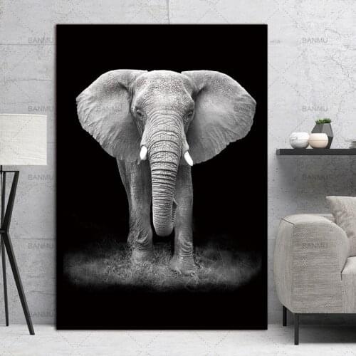 Modern Animals Wall Art Canvas Painting Zebra Elephant Giraffe Print and Poster Home Decor Black and White Animals Poster