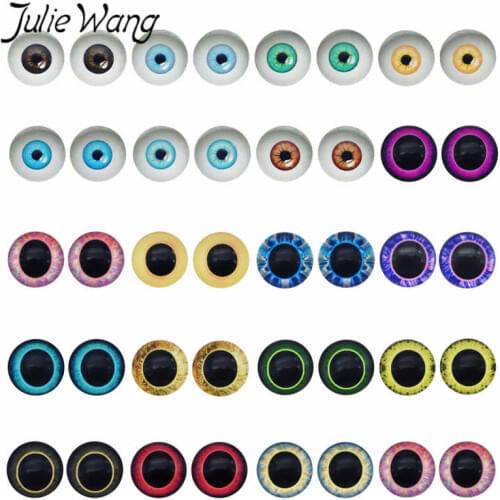 Julie Wang 6-30mm In Pairs Dragon Eyes Cabochons Flatback Round Pupil Glass Human Doll Eyes Round Jewelry Making Accessory