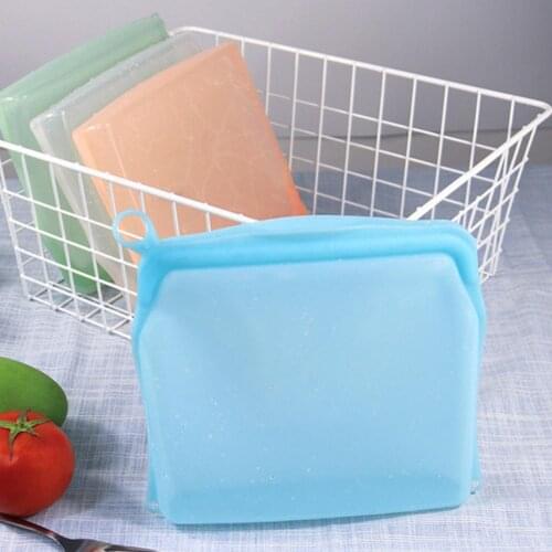 500/1000/1500ml Food Storage Bag Healthy Portable Lightweight Leakproof Reusable Silicone Food Preservation Storage Bag for Home
