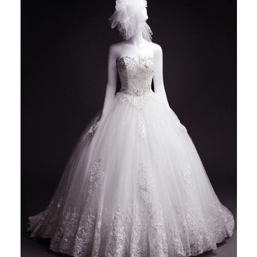 Custom Crystal Beads Elegant Formal Appliques 2018 Bridal gown Sweetheart Chapel Train Princess Gown mother of the bride dresses