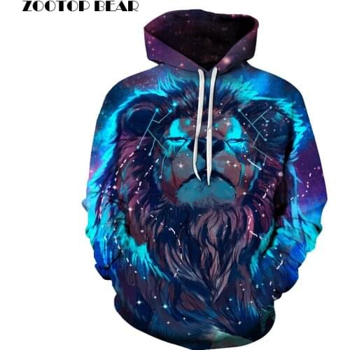 Lion Constellation Printed Hoodies 3D Men Women Hooded Pullover 6XL Sweatshirts Casual Pocket Outwear Novelty Coat ZOOTOP BEAR