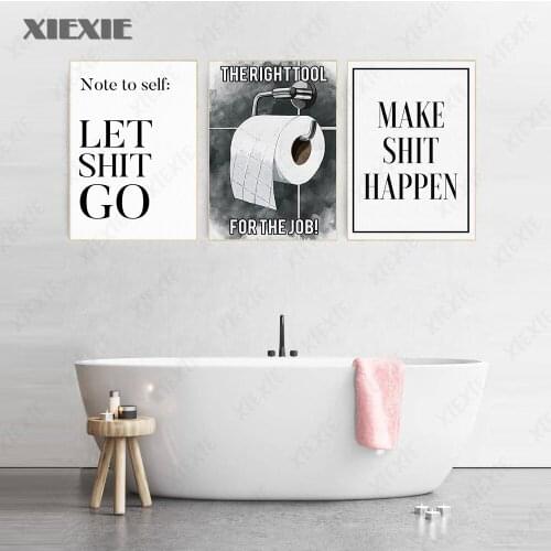 Funny Toilet Poster Bathroom Wall Art Prints Note To Self Minimalist Canvas Painting Quote Black White Typography Wc Sign Decor