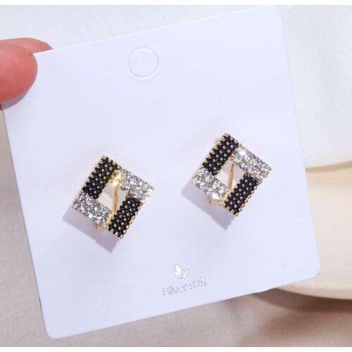 2020 New Trendy Female Geometry Square Stud Earrings Full Rhinestone Retro Stud Earrings For Women Fashion Jewelry Accessories