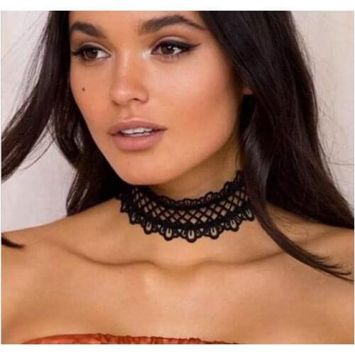 Summer Style Collares Women Girls Vintage Stretch Tattoo Choker Necklace Set Retro Gothic Punk Elastic Adjustable Stretchy