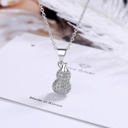 KOFSAC New Fashion 925 Sterling Silver Necklaces For Women Exquisite Zircon Cute Small Gourd Pendant Jewelry Girl Birthday Gifts