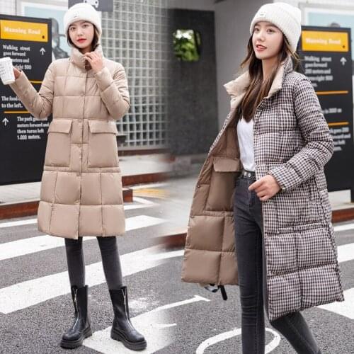 Plus Size Winter Coat Womens Clothing 2021 Stand-up Collar Korean Version Thicken Wear on Both Sides Cotton