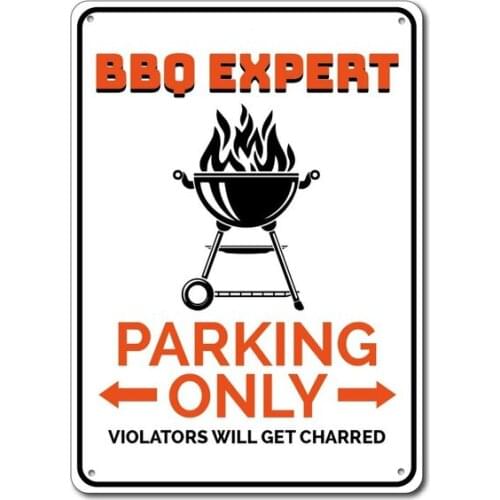 BBQ Expert Parking Sign Metal Tin Sign Metal Sign,Grill Master Gift, Barbeque Lover Sign, BBQ Grill Decor, Barbecue Sign