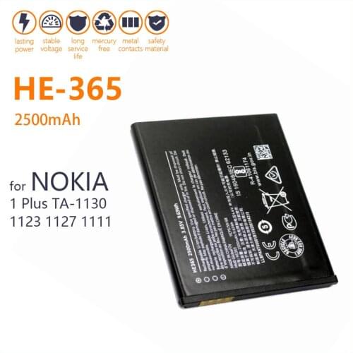 100% Genuine Battery For Nokia 1 Plus TA-1130 1123 1127 1111 HE365 2500mAh Smart Mobile Phone In Stock With Tracking Number