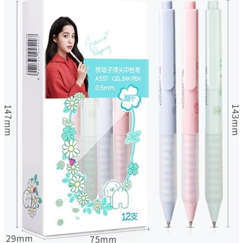 12pcs pens 0.5 mb ballpoint pen writing gel pens black kawaii stationery and office cute pens gel pens colors set of black gel p