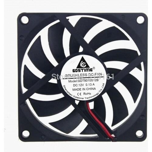 2pcs/lot Gdstime DC 8010 12V Cooler 80*80x10mm 8cm Sleeve Bearing Computer CPU Cooling Fan