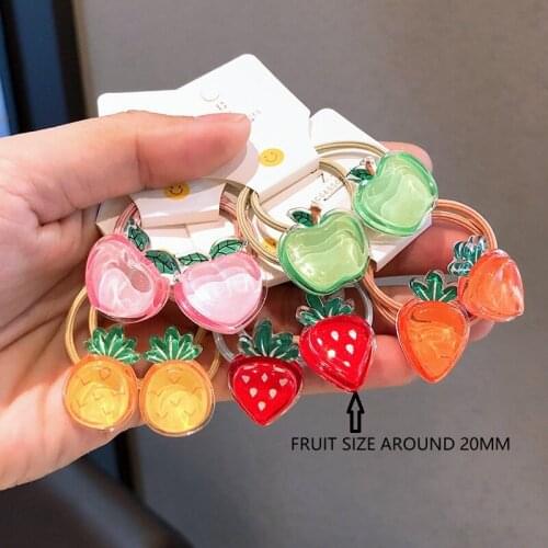 2pcs in Cute kids acrylic resin fruit design baby girls elastic hair rubber band ties hair accessories