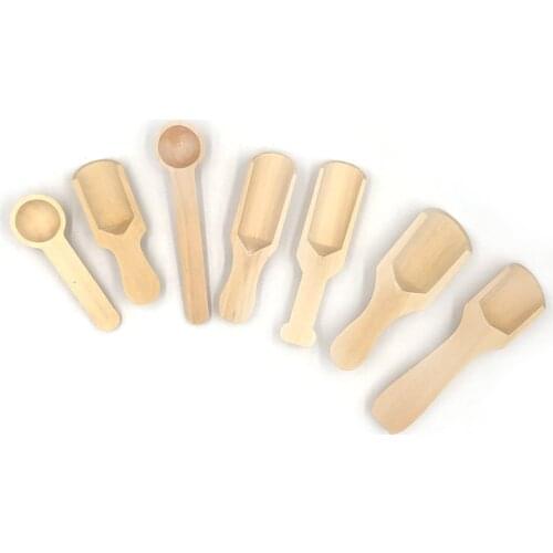 3pcs Mini Wooden Scoops Bath Salt Spoon Candy Flour Spoon Scoops Kitchen Utensils - 2.4x7.5cm 2.5x10cm 2.4x7.6cm