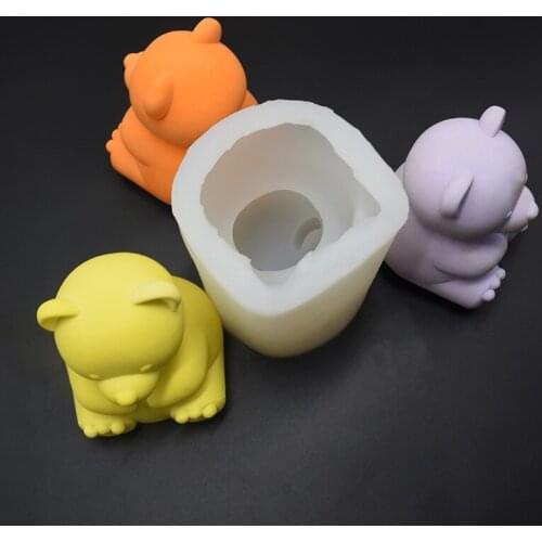 3D Bear Candle Mold Silicone Epoxy Molds Aromatherapy Plaster Resin Casting Mould DIY Cake Chocolate Decorating Tools