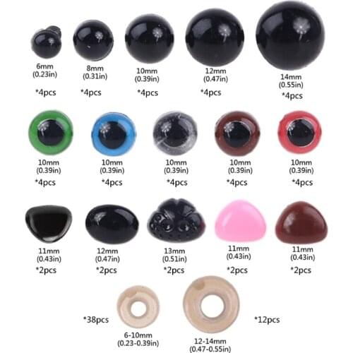 50pcs/set Pink/Black/Brown/Colorful Triangle Nose Round Safety Eyes with Washers for Bear Puppet Dolls Toys Accessories