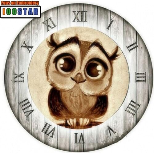 Owl Animal Diamond Embroidery Handicrafts Square Drill Diamond Painting Cross Stitch Home Clock Decoration Mosaic Picture