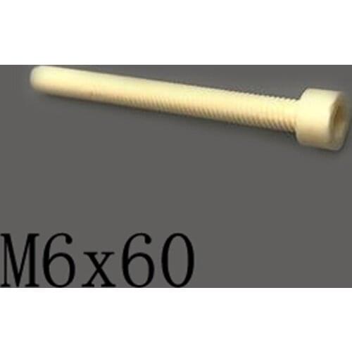 2pcs M6x60mm Inner Hexagon Cylindrical Head Screw Ceramic Insulated Bolt High Temperature Corrosion Resistance Zirconin