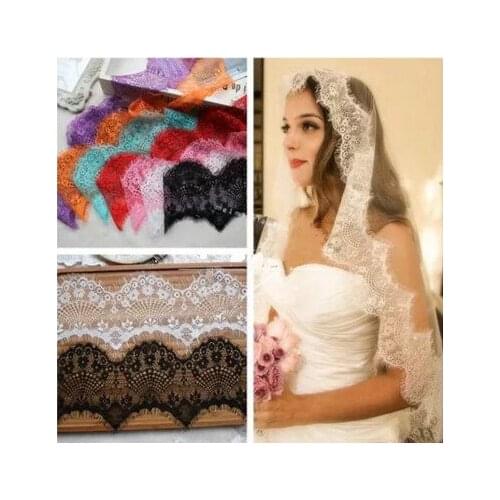 Colorful Eyelash Wedding Dress Lace Voile Fabric DIY Handmade Material Evening Dress Fabric Width 10cm 12M/4Piece