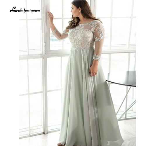 Cyan-Blue Appliques Mother of the Bride Dresses Long Sleeve Wedding Mother Dress Chiffon Vestido De Festa para mae da noiva