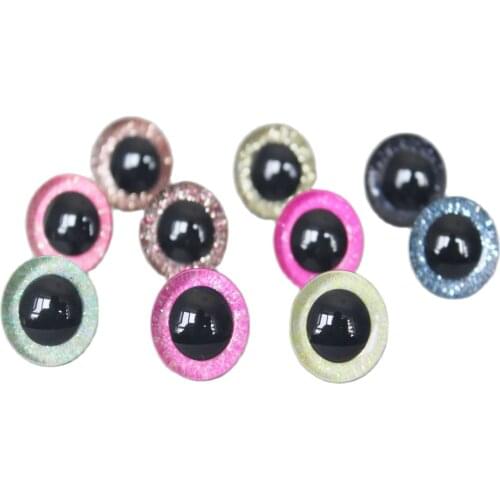 200pcs--Y10-9-12-14-16-20-24-30-35mm 3D glitter Candy color toy eyes + washer for woolen diy plush doll color option