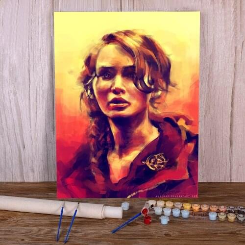 Portrait Katniss DIY Paint By Numbers Set Acrylic Paints 40*50 Paiting By Numbers Loft Wall Picture For Handiwork