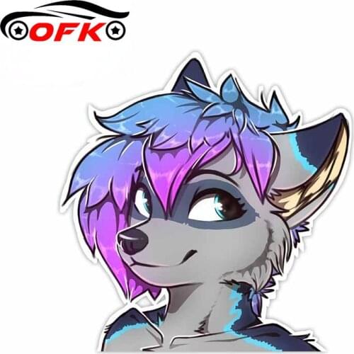OFK for Fox Furry Car Stickers Refrigerator Air Conditioner Decal Bumper Scratch-proof