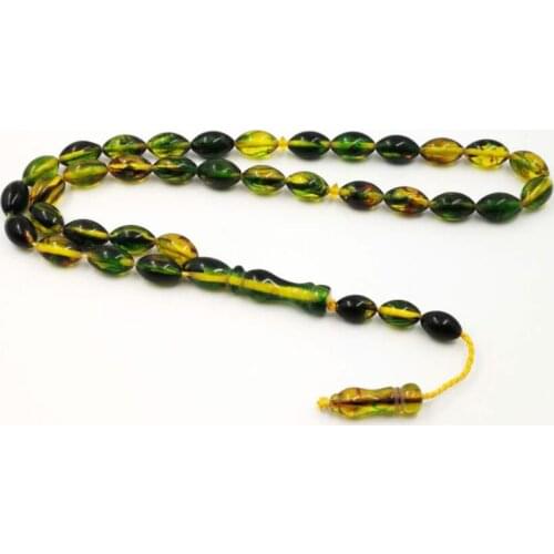 Mans Muslim rosary Bracelet jewelry tasbih Resin Tasbih 33 green beads Gift for Eid