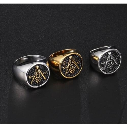 Masonic titanium steel ring tide mens fashion ring jewelry