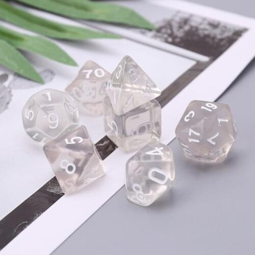 Set Of 7 Sided Polyhedral Dice For RPG DND D&D D4-D20 Clear G32E