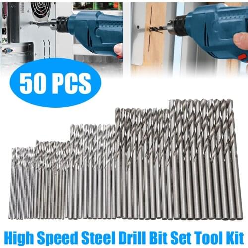 Durable 50pcs/pack Titanium Coated HSS High Speed Steel Drill Bit Set Tool Kit 1-3mm For Home DIY And Building Engineering